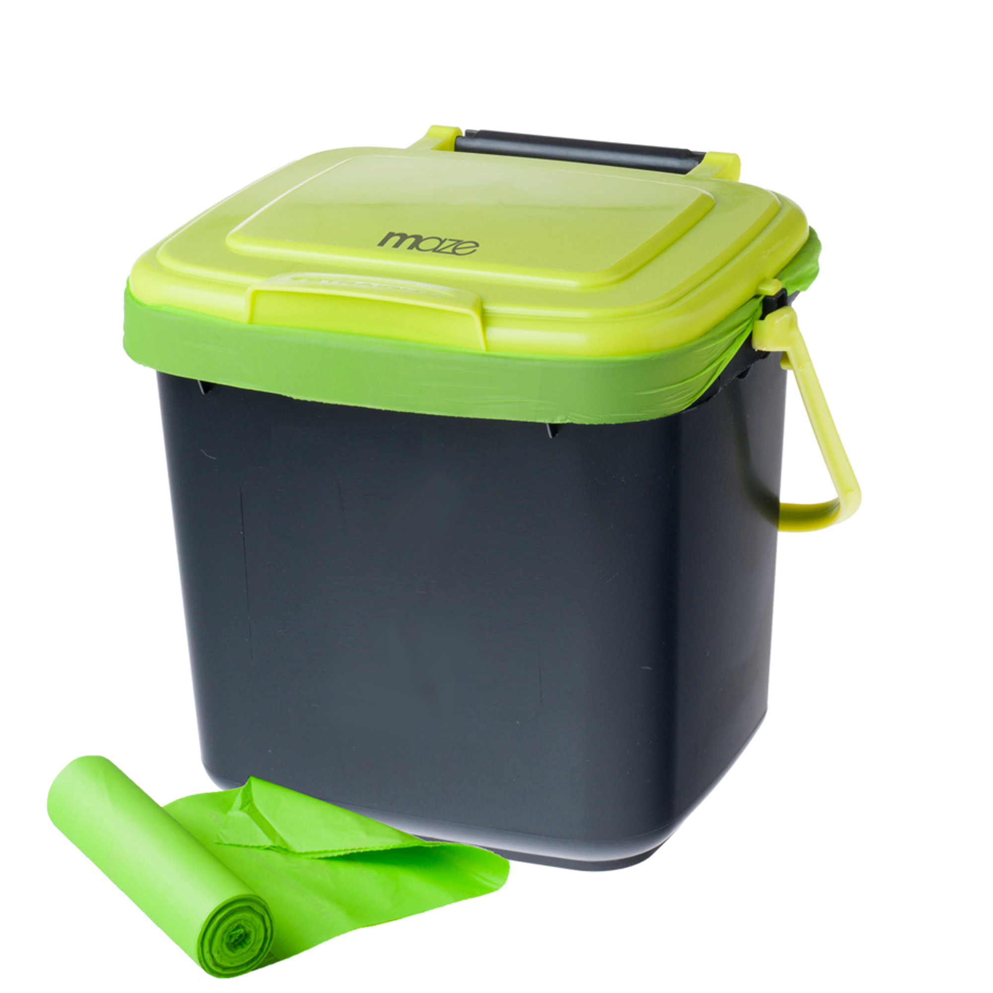 Maze Kitchen Caddie with Corn Bags - 1.85 Gal Capacity, Lockable Lid, 120 Biodegradable Bags, Model# RSI-MC-C7-COMBO